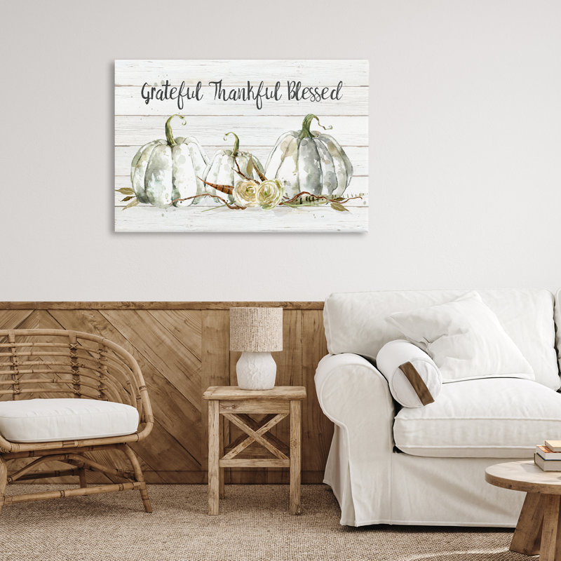 Toile «Grateful Thankful Blessed Pumpkins», conception par Carol Robinson, H 20 po x l 30 po
