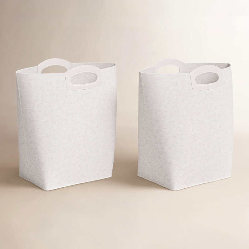 Panier de rangement en feutre à poignée, Beige