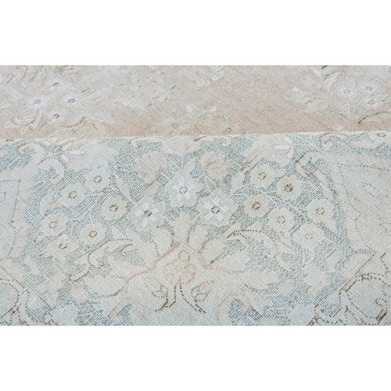 High-Quality Hand-Knotted Rose And Light Blue Area Rug