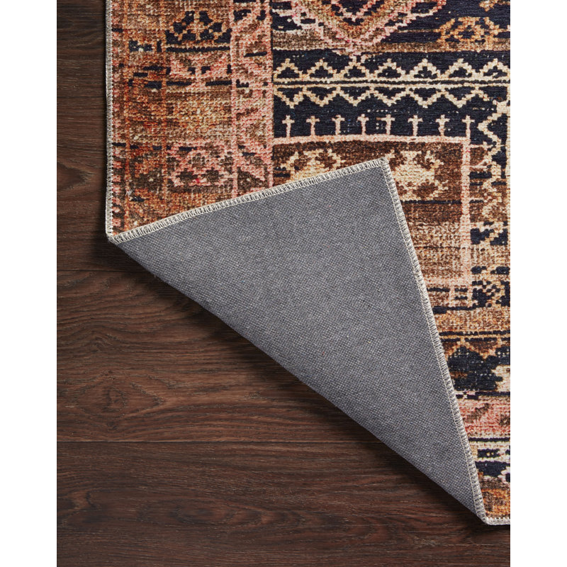 Tapis géométrique brun / noir Iowa Park, Rectangle de 7 pi 6 po x 9 pi 6 po