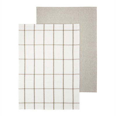 TAULO Organic Cotton Tea Towels - Set of 2 - Mourning Dove Stripes