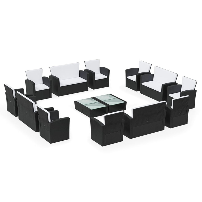 16 Piece Sofa Seating Group with Cushions, White, Gray