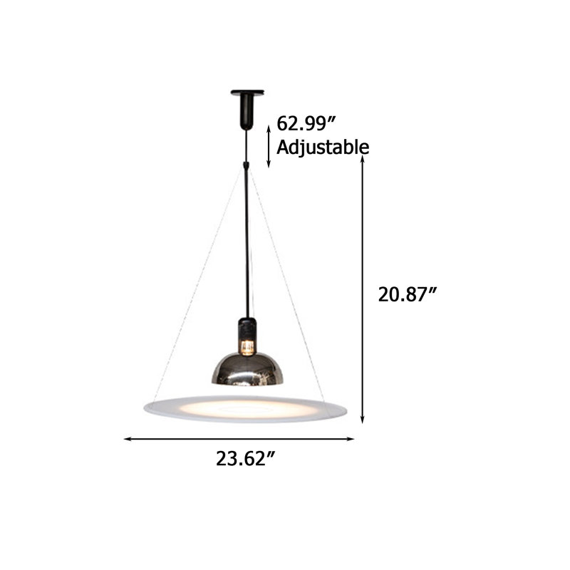 Suspension minimaliste moderne en fer de 60 cm avec abat-jour en acrylique – Éclairage d'ambiance pour salle à manger ou café
