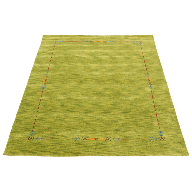 Tapis vert lime Kashkuli Gabbeh 5 pi 4 po x 7 pi 7 po