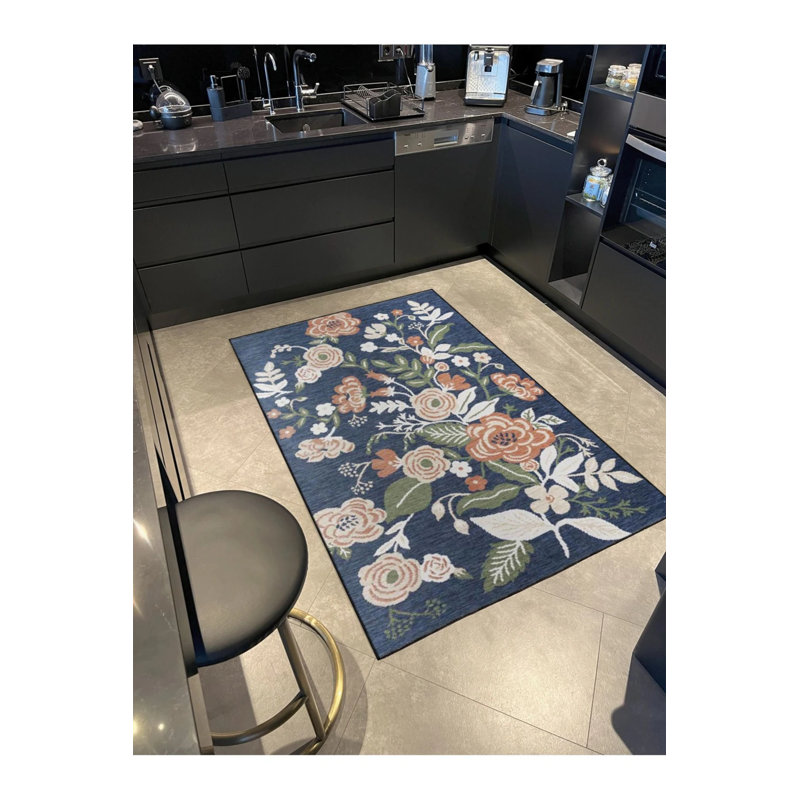 Tapis décoratif lavable floral à motif floral en osier traditionnel Karabagh, Rectangle 2 pi 4 po x 4 pi