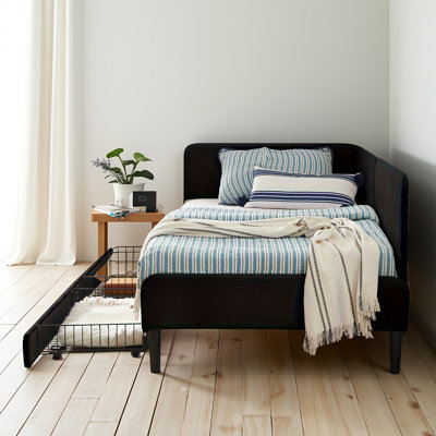 Black Twin Size Upholstered Platform Bed Frame – Adjustable Velvet Sofa Bed With 2 Rolling Storage Drawers, Reinforced Eucalyptus Wood/mdf Frame (300lbs Max Capacity)
