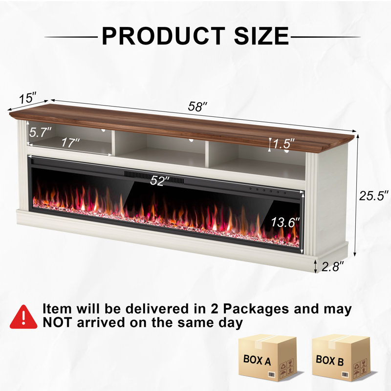 Fireplace Tv Stand For Tvs With Electric Fireplace, Entertainment Center,led Light Tv Consoles For Living Room,farmhouse Media Console Table