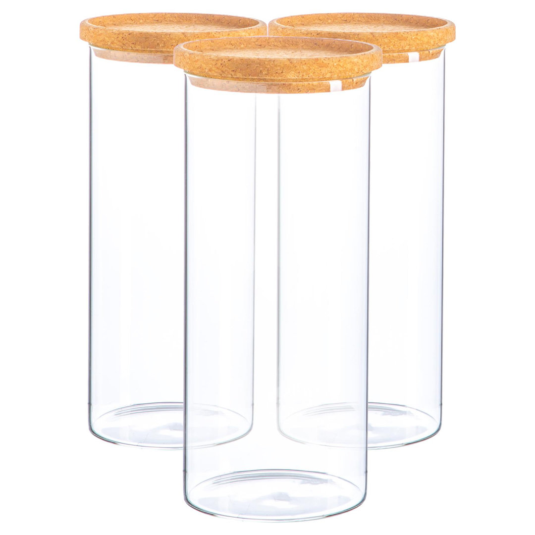 Argon Tableware - Glass Storage Jars with Cork Lids - 1.5 Litre