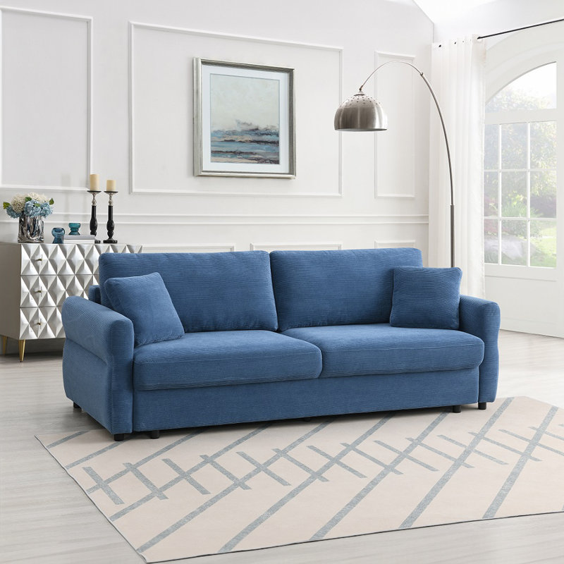 Canapé-lit en tissu l 91,6 po Kopstal, Bleu