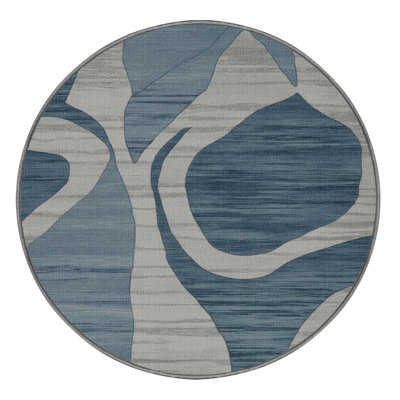 Machine Washable Abstract Gray Area Rug