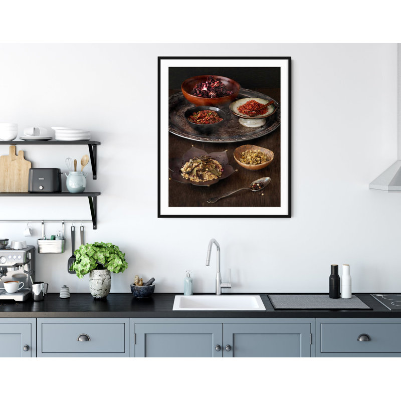 Moroccan Spices - Picture Frame Photograph on Paper , 28" H x 23.5" W, Black Framed