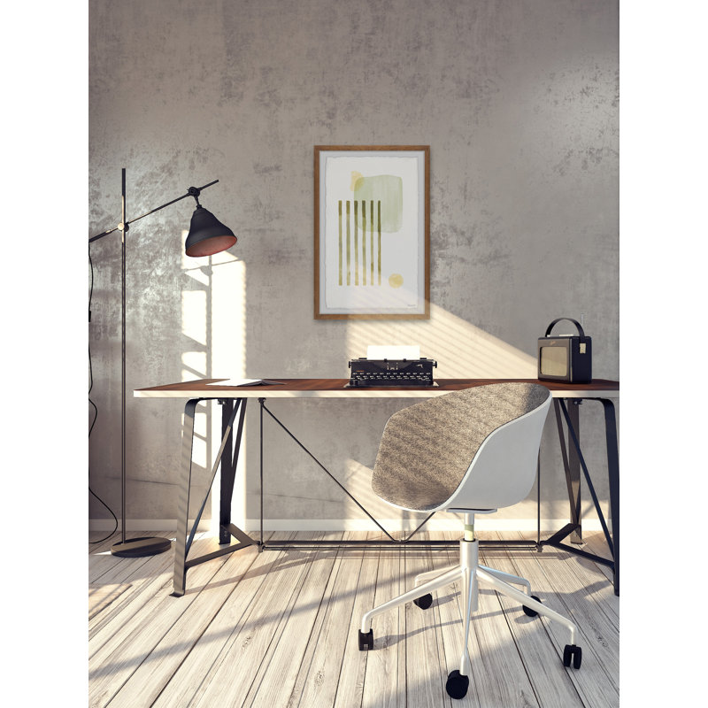 Horizontal Green Lines - Single Picture Frame Painting, 30cm H x 20cm W x 3.81cm D