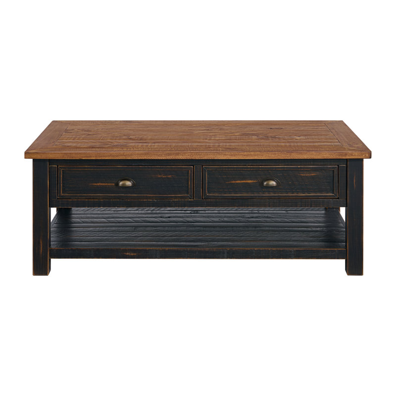 Holliman Solid Wood Single Coffee Table, Black/Honey