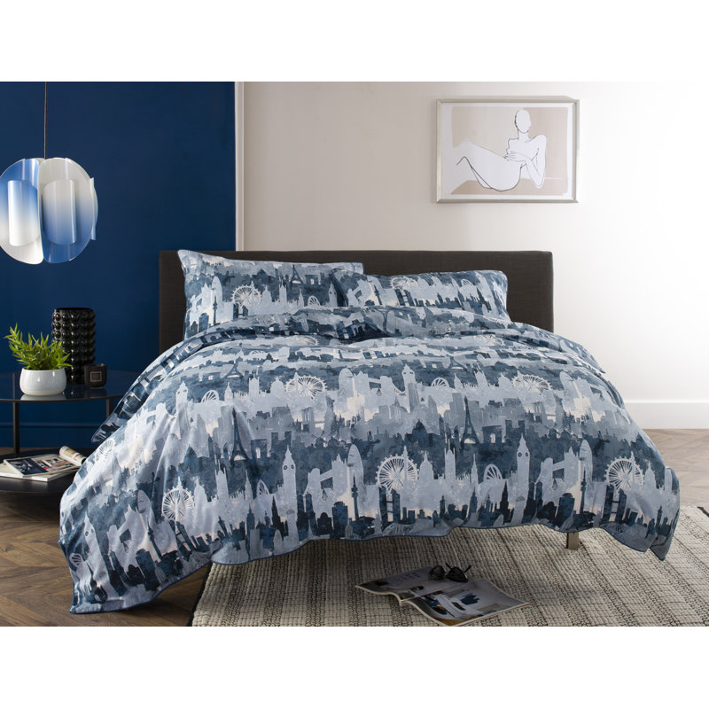 Cotton Abstract Duvet Cover Set with Pillowcases, Kingsize - 2 Standard Pillowcases