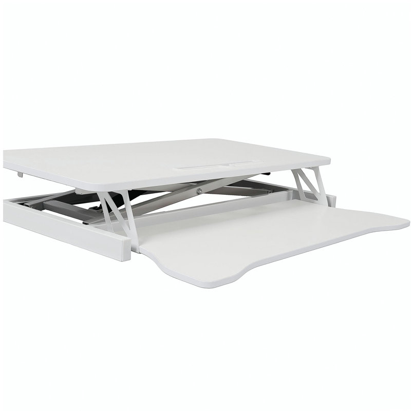 Bureau pour ordinateur portable à hauteur ajustable, station de travail assis-debout réglable avec plateau pour clavier, blanc