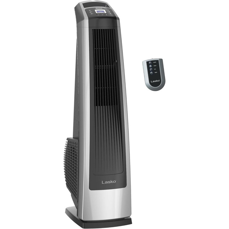 Ventilateur tour oscillant haute vitesse avec télécommande Lasko - Ventilateur silencieux pour la chambre à coucher, le bureau et la maison - 3 vitesses - Air de refroidissement puissant