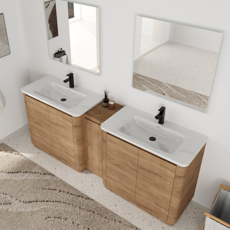 Meuble-lavabo double 84 po avec comptoir en céramique 84 po, 84''