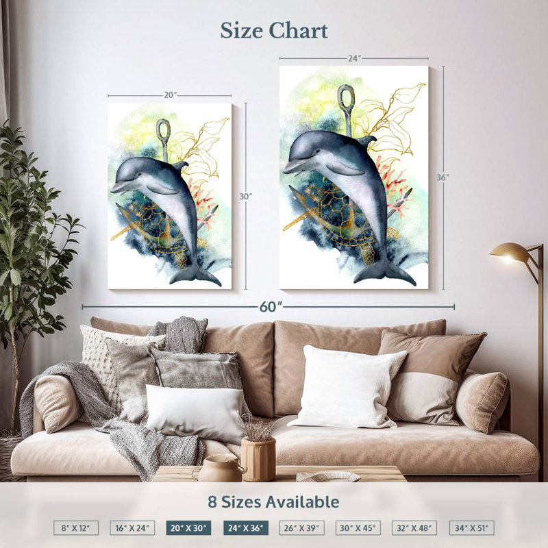 Brampt Dolphin Underwater, 36" H x 24" W