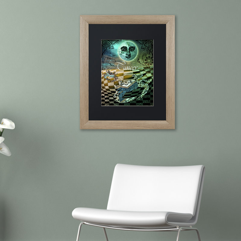 «Jadaya Art Nouveau Zodiac Cancer», impression encadrée, Noir, H 20 po x l 16 po x P 0,5 po, Brun