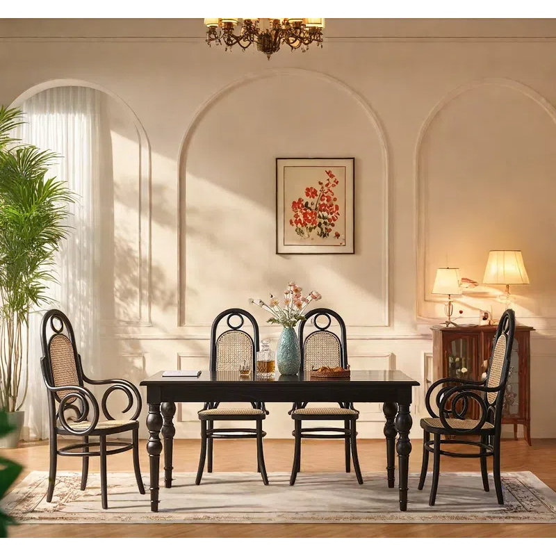 Elegant Solid Wood Ash Dining Table Sets., 29.53"H x 70.87"L x 33.46"W