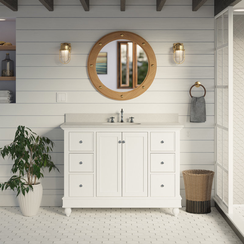 Ensemble de meuble-lavabo simple 48 po Ferdinand, Blanc, Quartz
