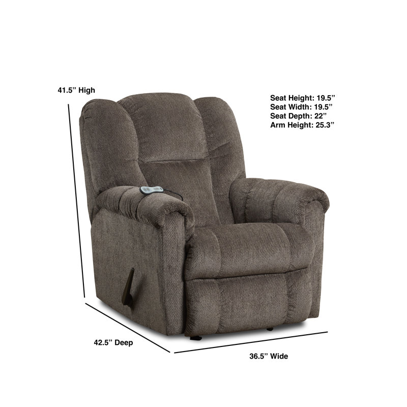 Fauteuil inclinable manuel berçant Emerson avec massage et chaleur, Brun