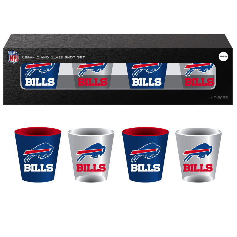 4 pièces en céramique et verre 2 oz Ensemble de tasses, Buffalo Bills