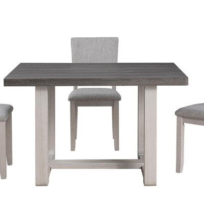 Transitional Style Dining Table 1Pc Dining Room Furniture Gray Rectangle Shaped Trestle Base Table