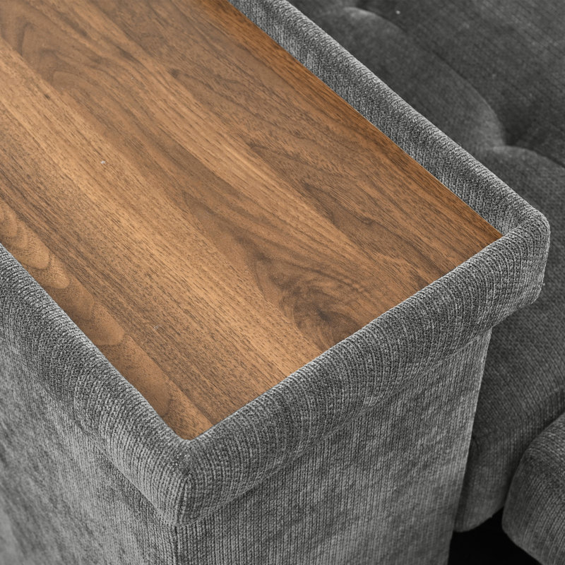 En forme de L avec lit escamotable et espaces de rangement pratiques - Style caché gris