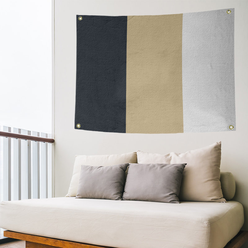 Tapisserie de polyester de nouvelle-orléans, H 59 po x l 80 po, Noir / doré / blanc