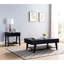 Table de bout à plateau relevable noir avec espace de rangement caché et tablette inférieure ouverte
