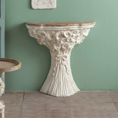 Console en bois massif brun et blanc