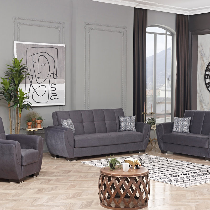 Causeuse convertible avec rangement en microfibre PrimeNest NimbusFlow Collection