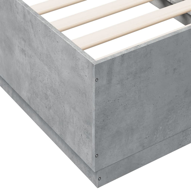 Vidaxl Bed Frame With LED Lights Concrete Grey Engineered Wood, Small Single (2'6)