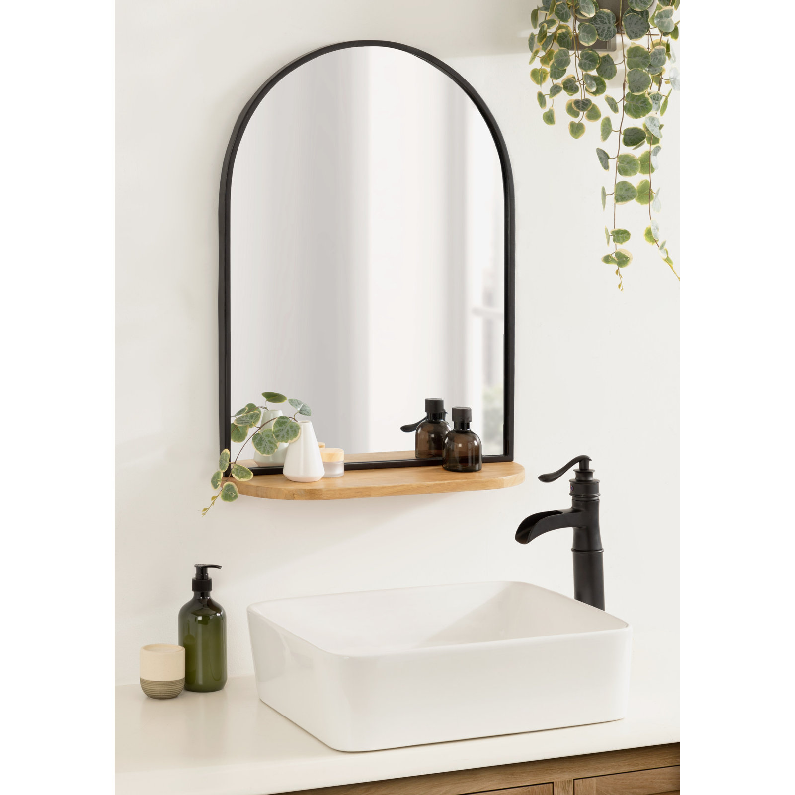 Jordie Accent Mirror, 30" H x 20" W, Black/Brown