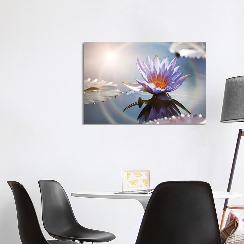 Lotus Flower With Sun Flare 1 Piece Wrapped Canvas Wall Art, 101.6 cm H x 66.04 cm W x 1.91 cm D