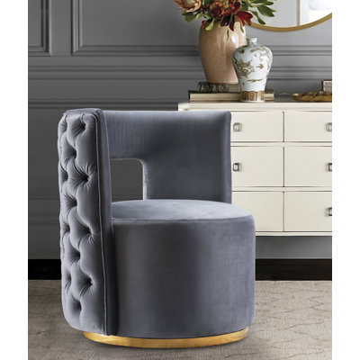 Fauteuil d'appoint pivotant en velours Demetric