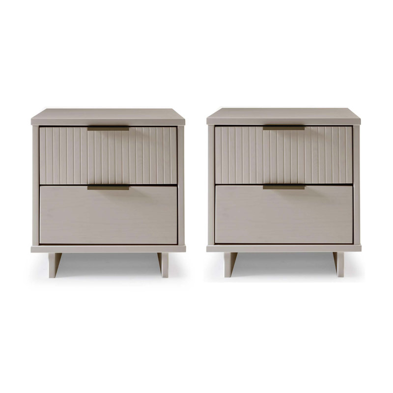 Laureli 18.11'' W Solid Wood Nightstand, Set of 2, Light Gray