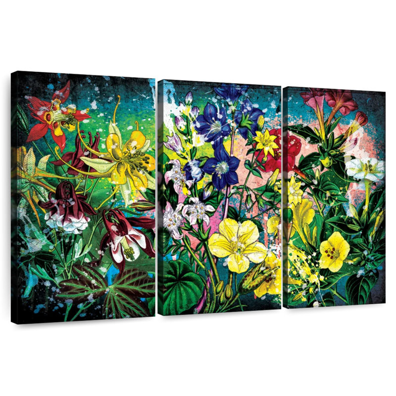 Harnek fleurs printanières grunge, H 48 po x l 74 po