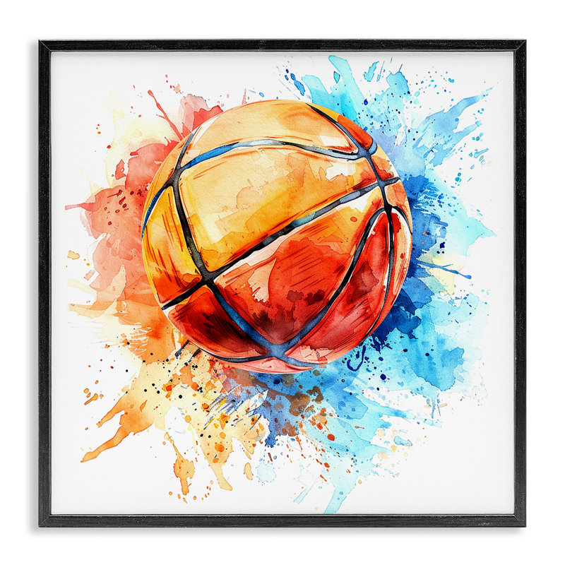  Basketball Chromatic Splash Giclee Art by LSR Design Studio, H 17 po x l 17 po, Giclée encadrée noir minuit