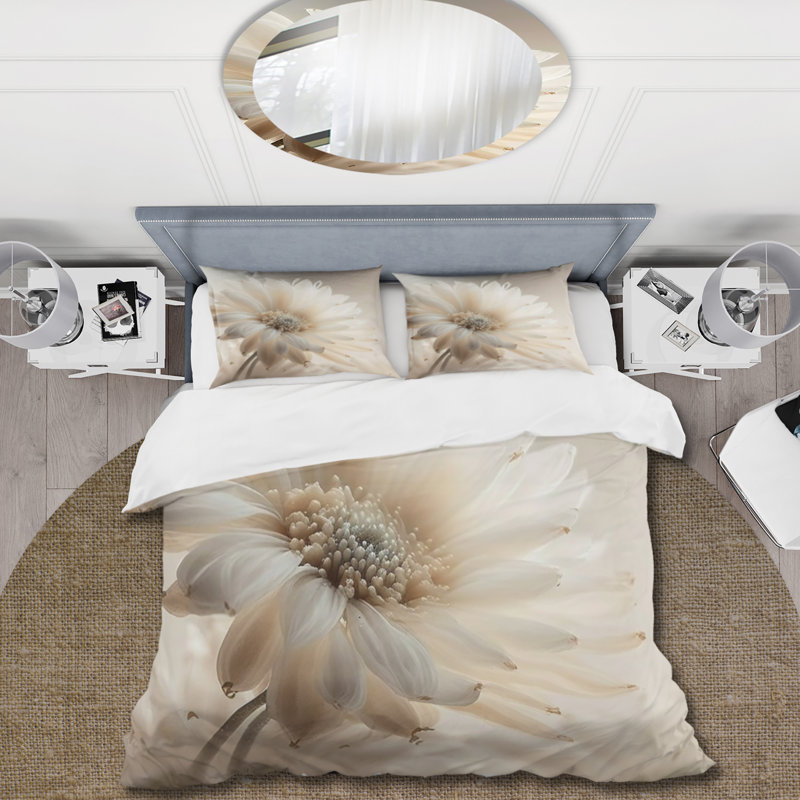 Ensemble de housse de couette en microfibre / polyester White Gerbera Flowers III