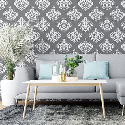 Deleonard Peel & Stick Damask Roll