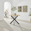Hadlow Veneer & Metal Round Dining Table With Calley Fabric Chairs - Modern Statement Design-1388598515