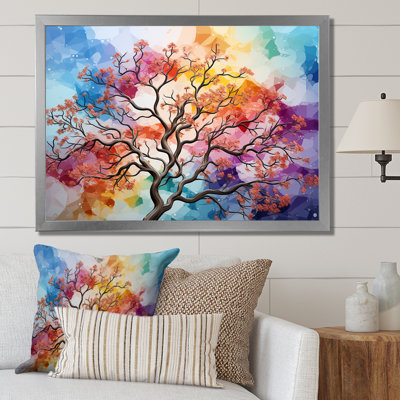 Reproduction colorée d'un motif de chênes magiques I sur toile