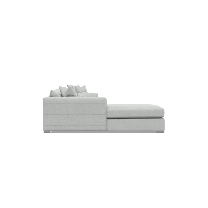 Chaise Sectional, Left Hand Facing, Gray Polyester Blend