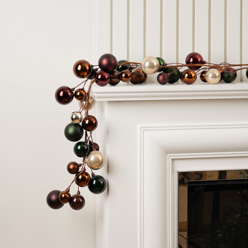 183cm Bauble Garland Green, Green/Bronze