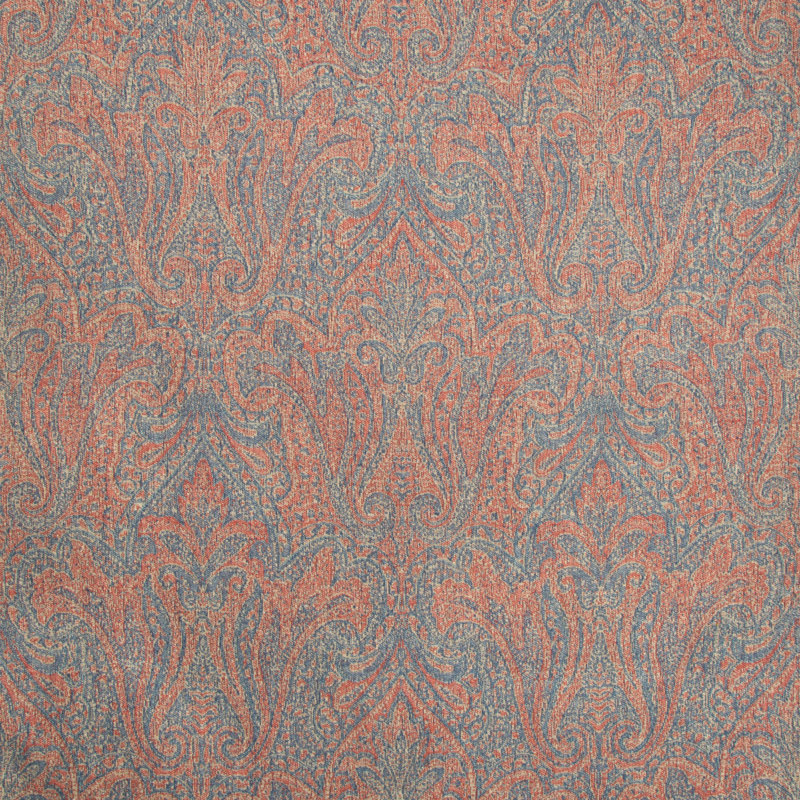 Toccoa Paisley Fabric, Ruby/Blue