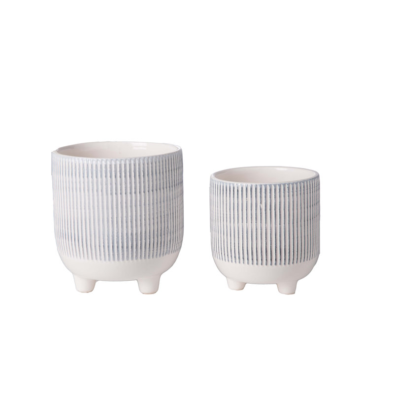 Pot rond en céramique à finition brillante blanc