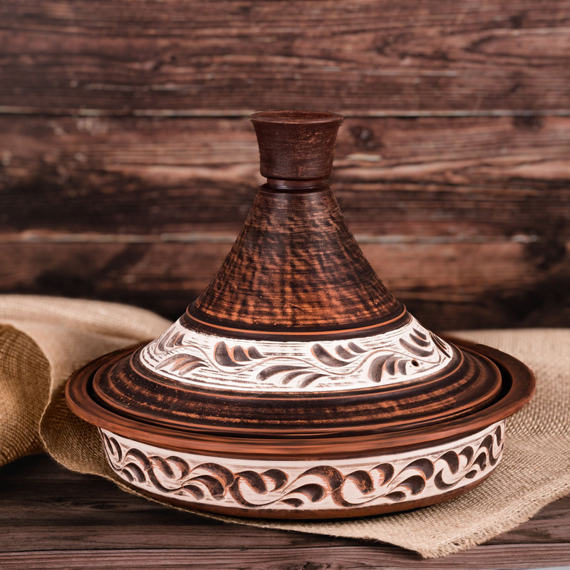 Ukrainian Souvenirs 2.1 Quarts Stoneware Round Tagine