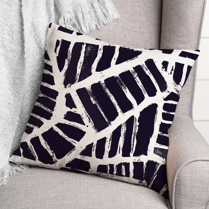 Coussin décoratif intérieur / extérieur à motif floral, Bleu marine